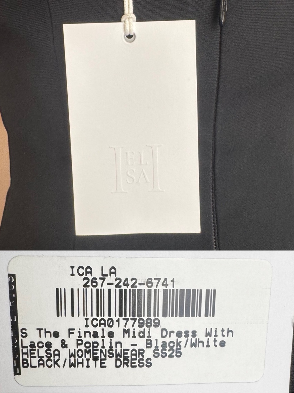 NWT Helsa The Finale Midi Dress with Lace & Poplin - Black/ White Small - Picture 12 of 15